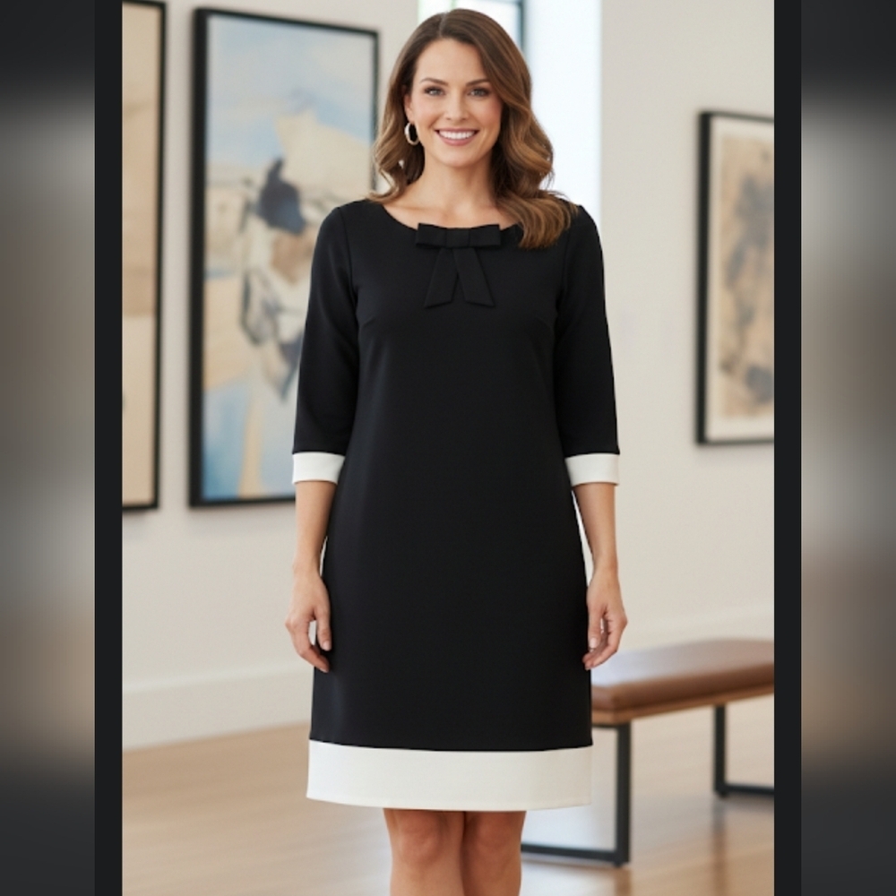 🌟NWT K Petite Black and Cream White Dress